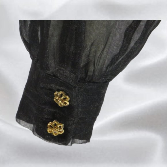 Bianca Black Chiffon Blouse in Size 10 - Picture 3 of 6